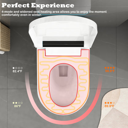 OXYLIFE Smart Bidet Toilet with Heated Seat, Auto Flush, Foot Sensor Flush and Night Light for Bathroom