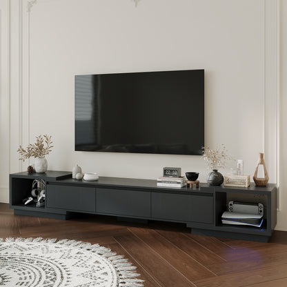 OXYLIFE 106.3 inch Extended TV Stand with Drawers, Entertainment Center for Living Room, Black