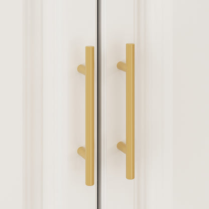 OXYLIFE 4-Door Wardrobe Armoire with Hutch, Shelves and Drawers,White Closet Storage Cabinet with Clothing Rod for Bedroom, 93.3" H