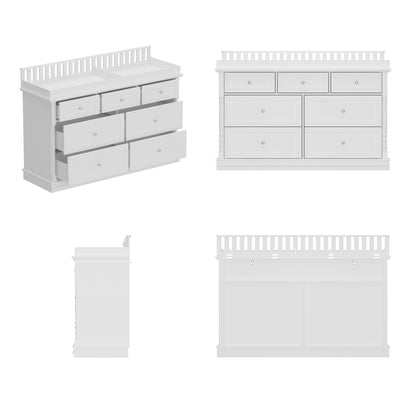 Oxylife Baby Dresser with Changing Table Top for Nursery with 7 Storage Drawers for Kids Bedroom,White