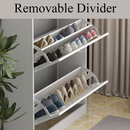 OXYLIFE Modern 3 Tier Shoe Cabinet for Entryway, Shoe Rack Storage Organizer White