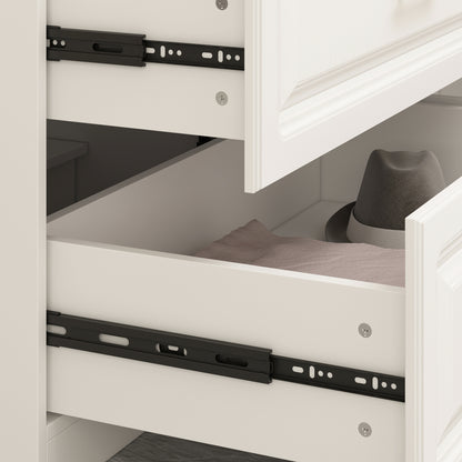 Oxylife Wardrobe Armoire with Hutch and Drawers, Bedroom Armoire, Contemporary, White