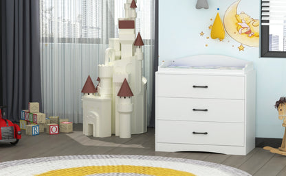 OxyLife Changing Table Dresser, Nursery 3-Drawer Dresser with Changing Top, White