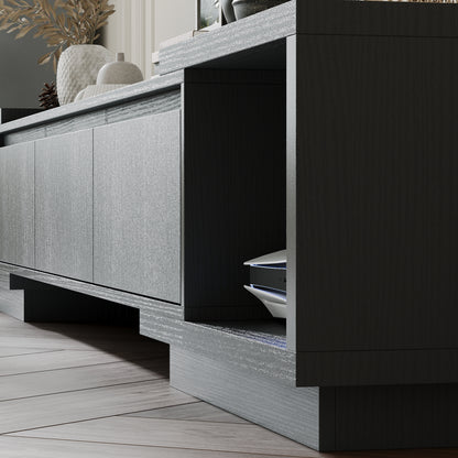 OXYLIFE 106.3 inch Extended TV Stand with Drawers, Entertainment Center for Living Room, Black