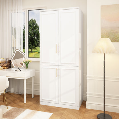 Oxylife 74.5"H 2 Door Clothing Armoire Wardrobe Closet with Hanging Rod