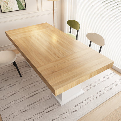 Oxylife Modern Dining Table for 6-8 People, 78.7" Wood Kitchen Table,Long Rectangle Wooden Dinner Table for Dining Room, Brown & White