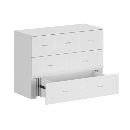 OXYLIFE Murphy Bed, 2 in 1 Convertible Chest Bed Cabinet with Drawer and USB Charging Station for Bedroom, Full Size