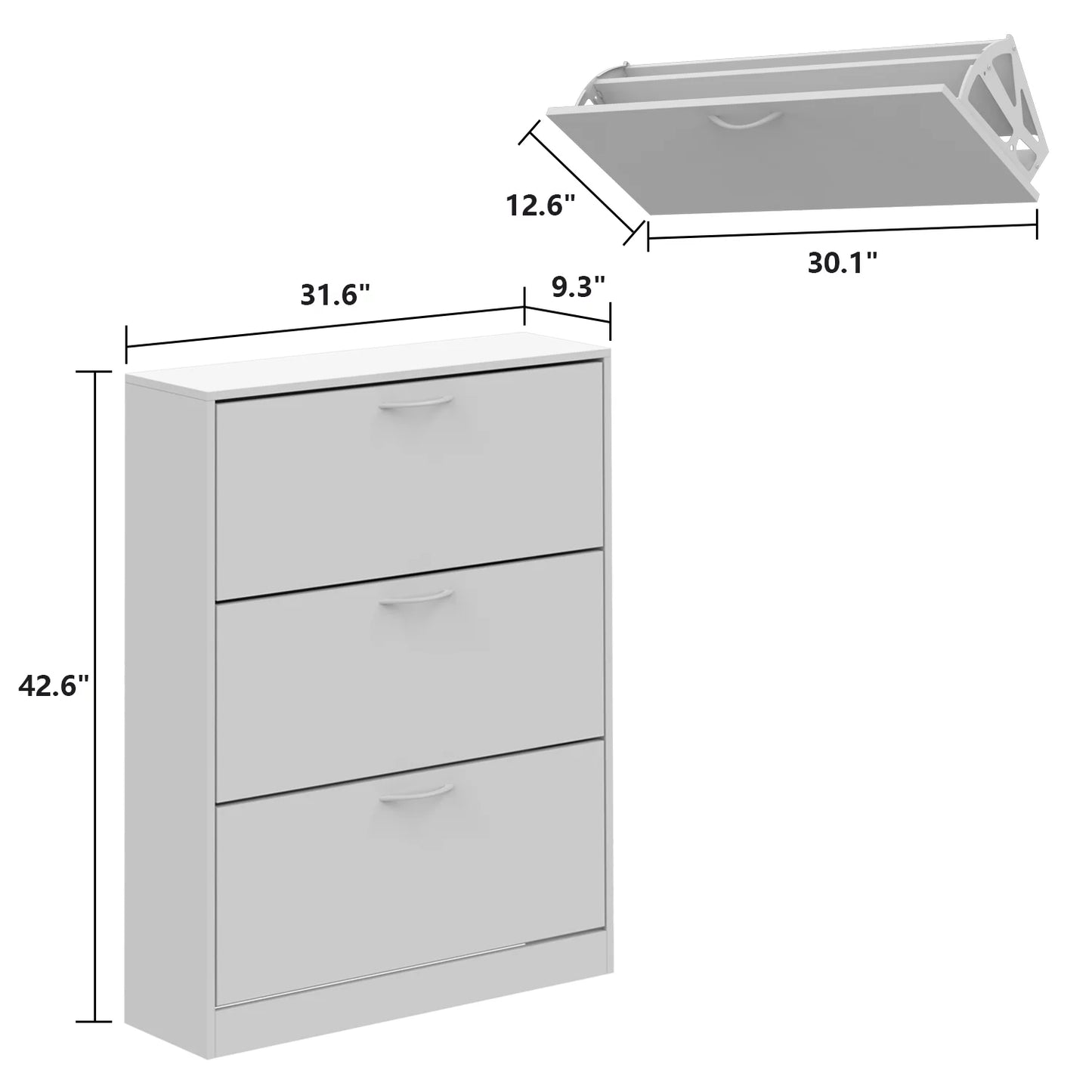 OXYLIFE Modern 3 Tier Shoe Cabinet for Entryway, Shoe Rack Storage Organizer White