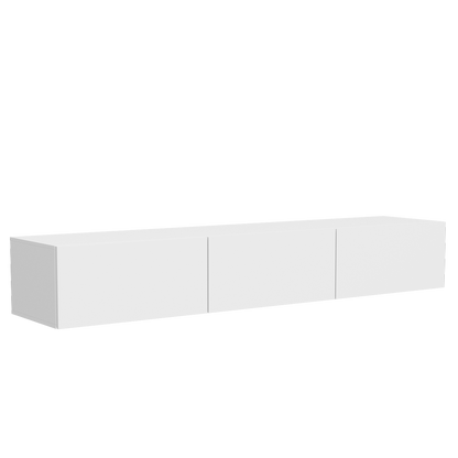 OXYLIFE Floating LED TV Stand with Drawers, Wall Mounted Entertainment Center with Storage and LED Light, White
