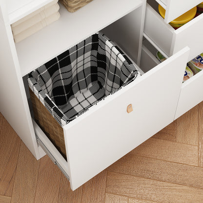 OXYLIFE 33.5" Baby Changing Table Nursery Dresser with 4 Drawers, Shelf and Trash Storage for Nursery Room, White