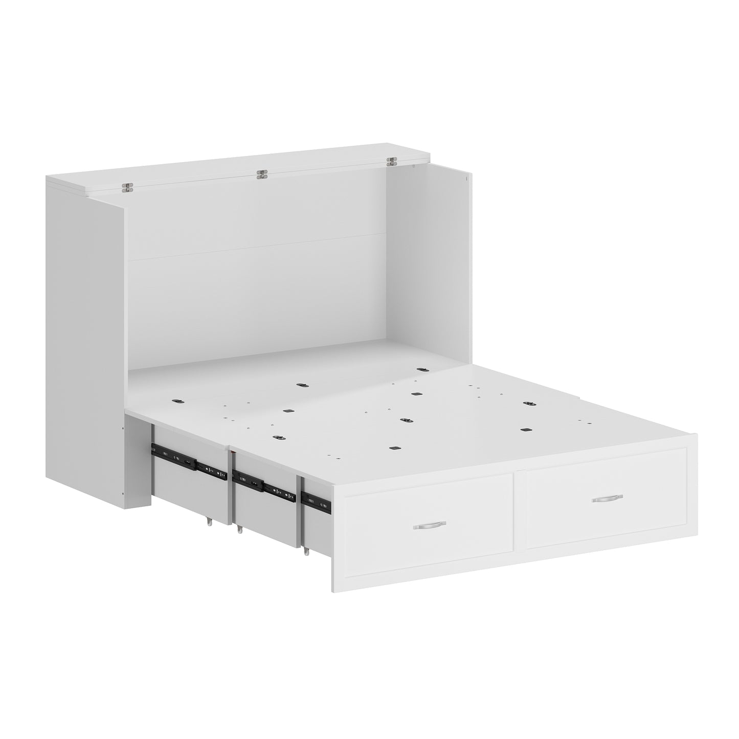 OXYLIFE Murphy Bed, 2 in 1 Convertible Chest Bed Cabinet with Drawer and USB Charging Station for Bedroom, Full Size