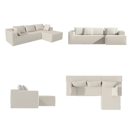 OXYLIFE L-Shaped Boneless Couch,106" Couches for Living Room with Curved Chaise,Modular Sectional Sofa with Deep Seat,Modern No Assembly Required Sofas,Beige,1PCS