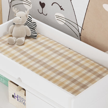 OXYLIFE 33.5" Baby Changing Table Nursery Dresser with 4 Drawers, Shelf and Trash Storage for Nursery Room, White