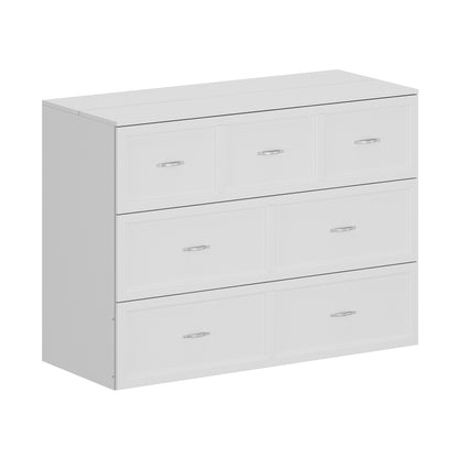 OXYLIFE Murphy Bed, 2 in 1 Convertible Chest Bed Cabinet with Drawer and USB Charging Station for Bedroom, Full Size