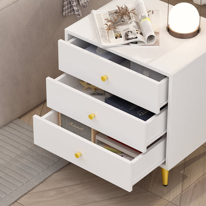 Hitow 3-Drawer Nightstand End Table for Bedroom Living Room