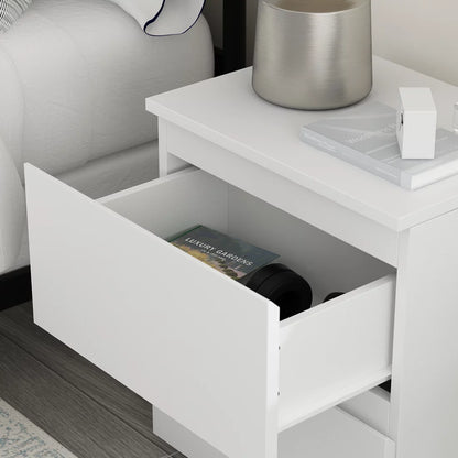 OXYLIFE 2 Drawer Bed Side Table Wooden End Table Nightstand White