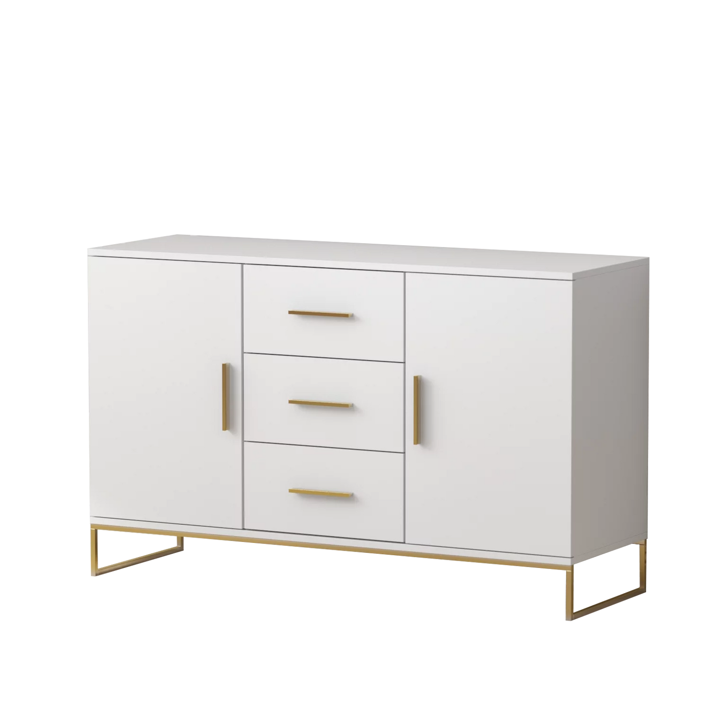 47.2" Wide 3 Drawer Buffet Sideboard, Modern Kitchen Storage Cabinet Console Table White