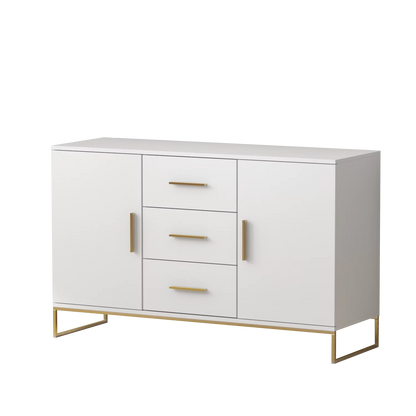 47.2" Wide 3 Drawer Buffet Sideboard, Modern Kitchen Storage Cabinet Console Table White