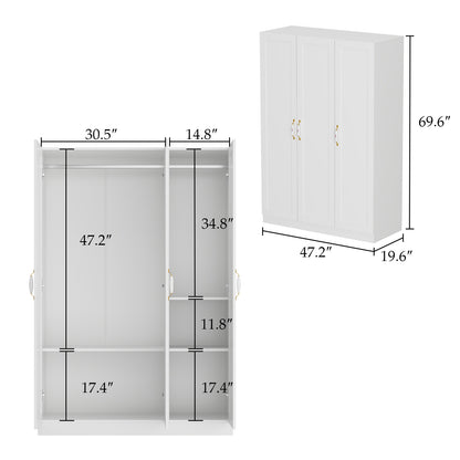 OXYLIFE 70.9"H Wardrobe Armoires Closet Storage Cabinet White