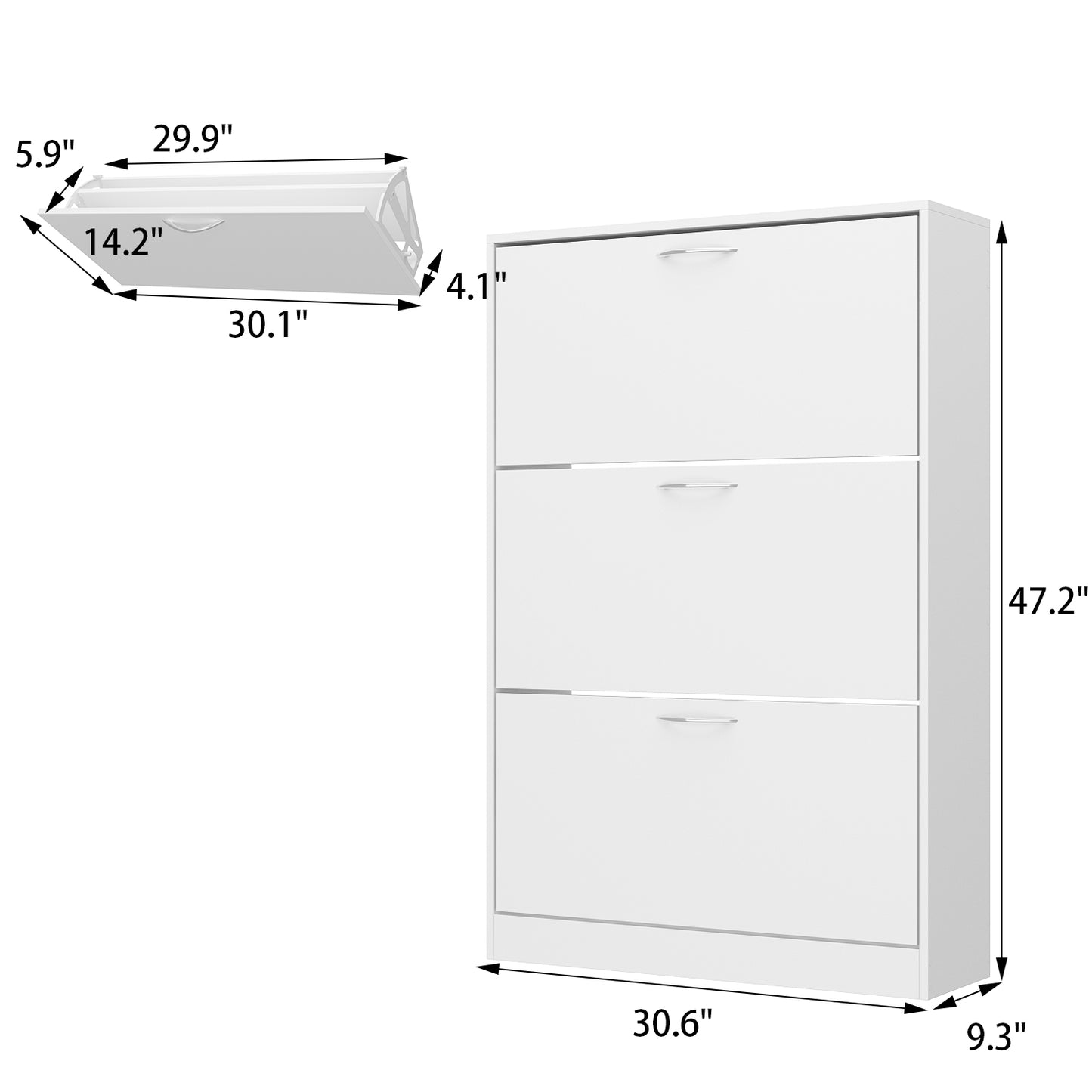 OXYLIFE Modern 3 Tier Shoe Cabinet for Entryway, Shoe Rack Storage Organizer White