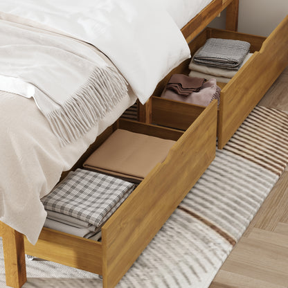 Oxylife Queen Size Bed Frame Fabric Headboard,Upholstered Wood Platform Bed Frame,12 Slats,Natural & Grey, 83.4”L x 63.9”W x 42.1”H